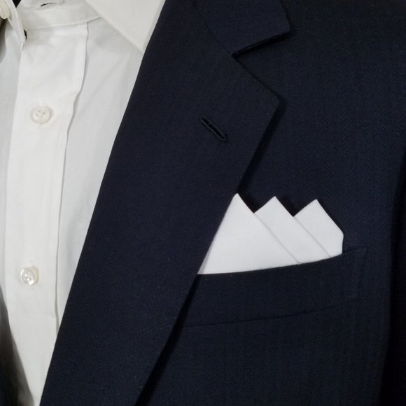 NEW White 100% Cotton Pre-Folded Pocket Square Handkerchief Insert - Picture 1 of 8
